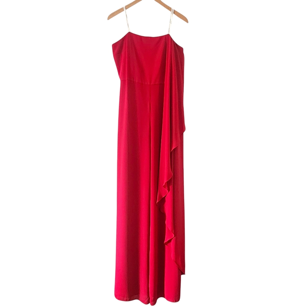 ❤️Host Pick! NWT Halston Heritage Red Strapless Draped Side Jumpsuit Size 10 - Picture 4 of 16